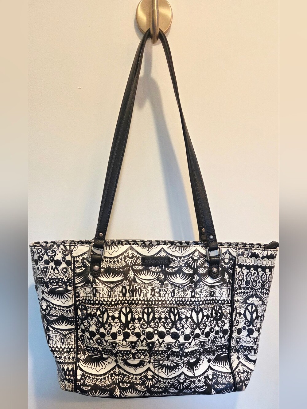 Sakroots Black and White Patterned Metro Tote